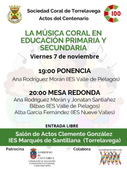 La Coral de Torrelavega celebrará una ponencia por su centenario en el IES Marqués de Santillana