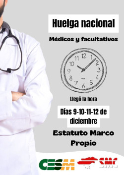  Los médicos cántabros se suman a la huelga nacional del 9 al 12 de diciembre por un Estatuto Marco propio
