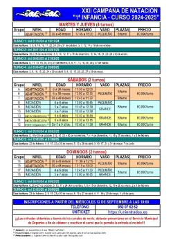 Torrelavega comenzará en octubre la XXII Campaña de Natación infantil