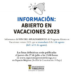 Torrelavega reanuda el programa `Abierto en Vacaciones` el 1 de agosto